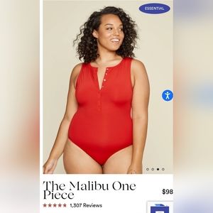 The Malibu One Piece Swimsuit - Andie Swim color: Cherry (red) sz XL